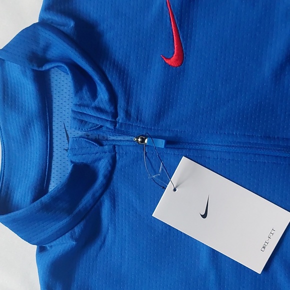 Nike Running Shirt Womens Blue Dri-Fit 1/2 Zip Mock Neck Long Sleeve Size L - Picture 4 of 10